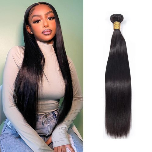 RLNNRS Straight Bundles Human Hair 18 Inch 1 Bundles 10A Brazilian 100% Unprocessed Virgin Human Hair Weave Bundles Human Hair Extensions Natural Color