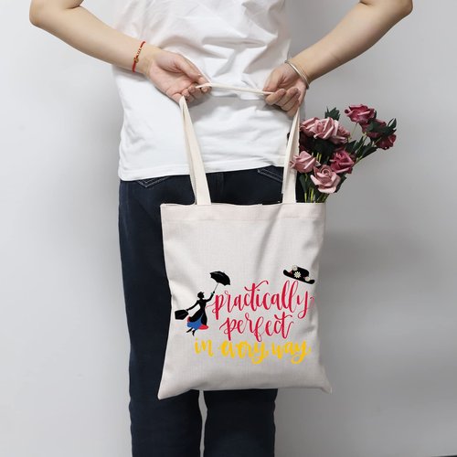 MNIGIU Mary Pop-p Cosmetic Make up Bag Mary Pop-p Gift Practically Perfect in Every Way Makeup Zipper Pouch Bag for Women (Tote)