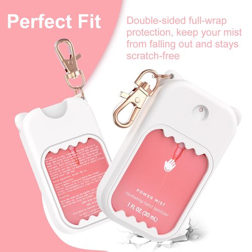 taessv Hand Sanitizer Spray Case for Touchland Silicone Touchland Case Keychain Cute Hand Sanitizer Spray Holder Compatible with Touchland Power Mist Gentle Mist Glow Mist, White