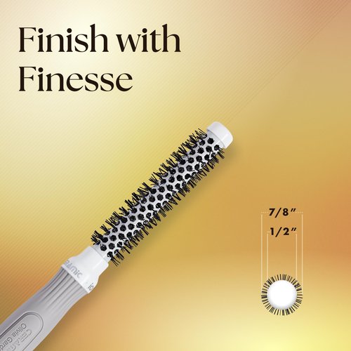 Olivia Garden Ceramic + Ion Round Thermal Hair Brush - Not Electrical - Professional Blowout Brush for Normal to Thick Hair - 0.5"-Diameter Barrel - White and Grey - CI-15