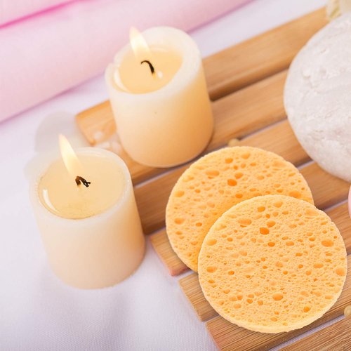 50-Count Compressed Facial Sponges, GAINWELL White Cellulose Facial Sponges, 100% Natural Cosmetic Spa Sponges for Facial Cleansing, Exfoliating Mask,