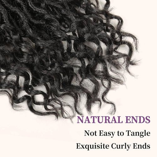 8 Packs Goddess Faux Locs Crochet Hair for Black Women Boho Style Locs River Locs Crochet Hair with Curly Ends 22 Inch (1B)