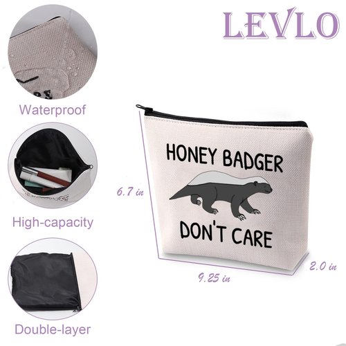 LEVLO Funny Badger Lovers Gifts Badger Don't Care Makeup Bags Wild Animals Travel Case(Badger Don't Care)
