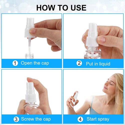 Lemecima 100 Pcs Mini Spray Bottles 1 oz Clear Plastic Fine Mist Spray Bottles with Small Funnels Empty Plastic Bottles Travel Bottle for Essential Oils Travel Perfumes