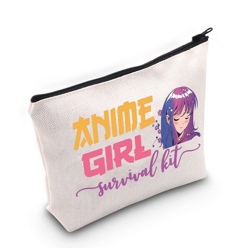 WZMPA Anime Girl Cosmetic Makeup Bag, Anime Lover Gift, Survival Kit Zipper Pouch for Teenagers Girls
