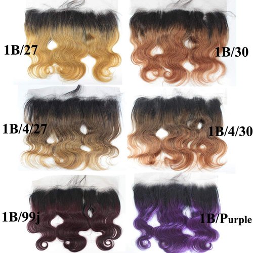 Forawme 14 Inch Free Part 4X4 Top Closure Pre Plucked 1B/4/30 Ombre Body Wave Human Hair Lace Closure With Natural HairlineSoft Braziian Virgin Hair Pieces