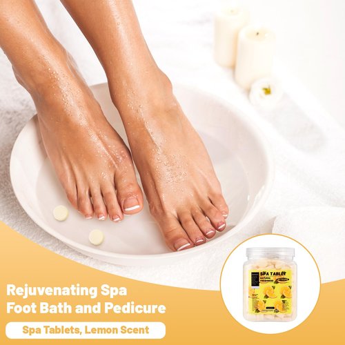 BTTEUYE Foot Spa Soak Tablets for Calluses,Foot Pedicure Soak,Natural & Refreshing,Relieve Fatigue,Soothe & Protect Feet,Lemon Scent,350-Count