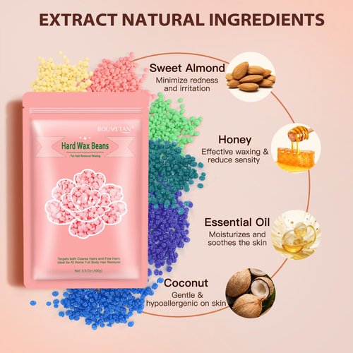 Bouvetan Hard Wax Beads 2.2 lbs, 10 Pack Variety Wax Beans for Hair Removal, Sensitive Skin, Ideal for Face, Eyebrows, Bikini, Underarms, Legs, Brazilian Waxing and Full Body
