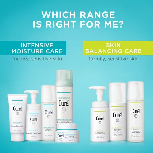 Curel Oil Control Japanese Skin Care, Weightless Gel Moisturizer for Dry, Sensitive Skin, Gel Moisturizer for Face, Fragrance Free, 4 Oz