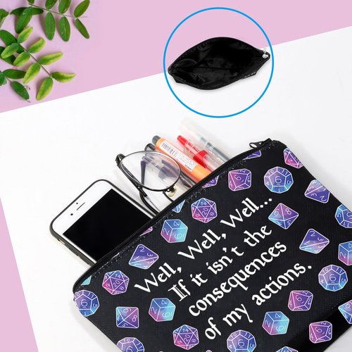 GJTIM DandD Gift Role Playing Games Gift Dice Pouch DandD Accessory Pouch Bag Games Makeup Bag for RPG Gamer (My Actions Bag)