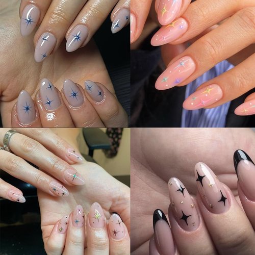 NOOEPC Star Nail Stickers, Nail Sstickers for Nail Art Decals Silver Gold Black Holographic Decals Supplies Design Decoration Accessories