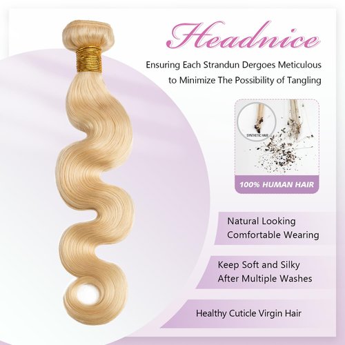 613 Blonde Bundles Human Hair Body Wave Single Bundle 20 Inch 12A Grade 100% Unprocessed Human Hair Brazilian Virgin Hair Weave 613 Body Wave Bundles Machine Double Weft 100G