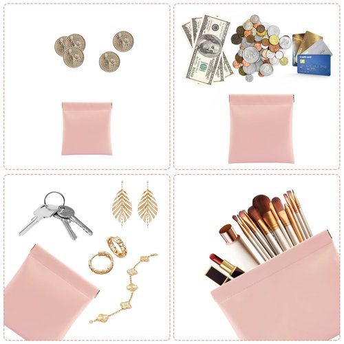 ZooviHyvi 4 PCS Small Makeup Bag for Purse, Mini Portable Pocket Cosmetic Bag, Travel Pouches for Women, Lipstick Pouch for Purse, Mini Makeup Organizer for Coins Cards Jewelry(pink)