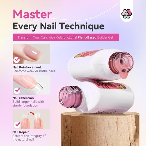 SAVILAND Builder Nail Gel 24 Colors: Castor Oil & Vitamin E Builder in a Bottle Translucent Color Hard Gel for Nails Strengthener Extension Care Repair Home Salon Professionals
