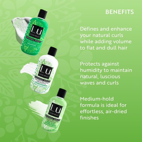 LATINUS BEAUTY FREEDOM Collection, Impossible Keratin Anti-Frizz Shampoo (12 oz) + Conditioner (12 oz) + Styling Cream (8 oz) for Curly, Wavy Hair