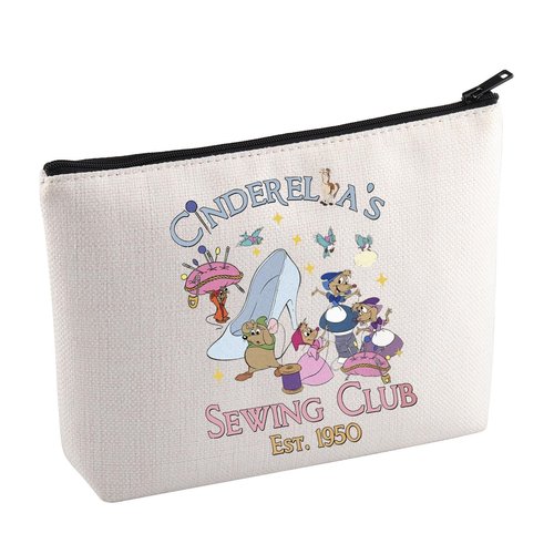 KUIYAI Princess Movie Merchandise Cosmetic Bag Jaq and Gus Lovers Gift WDW Character Gift Sewing Club Est 1950 Makeup Bag (Cinder1950Mup)