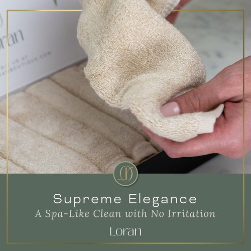 Loran Vanilla Facial Washcloths Set of 6 Soft Cloths 10” x 10” 100% Viscose Derived from Bamboo Spa-Like Feel Silky Face Cloth for Skin Cleansing
