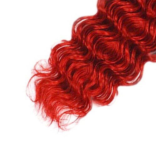 Red Deep Wave Human Hair Bundles 32 Inch Deep Single Bundle Light Red Color Human Hair Unprocessed Native Virgin Hair 100g Total Double Weft Crochet Human Hair Extensions for Women