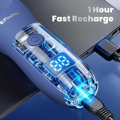 ENSSU Manscape Body Hair Trimmer for Men, IPX7 Waterproof Groin & Pubic Hair Trimmer with Ceramic Blade & Light, Rechargeable Electric Ball Trimmer for Men, Wet or Dry Use Body Groomer for Legs/Chest