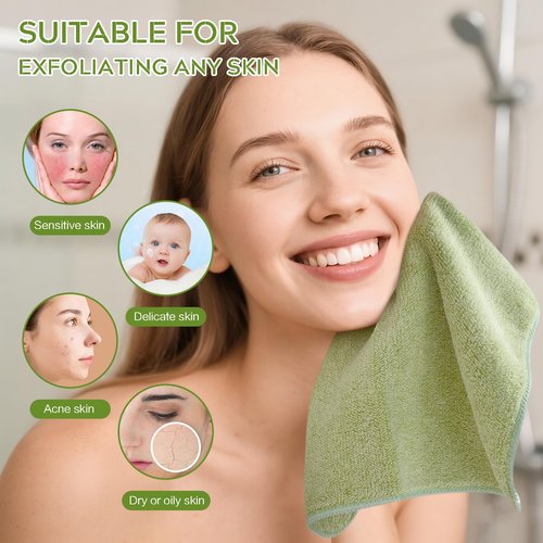 SINLAND Microfiber Face Towels Ultra Soft Facial Washcloths Face Cloth for Bath 12Inch x 12Inch 6 Pack