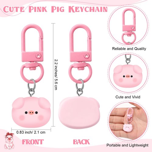 Dansydaisy 3 Pcs Pigs Lover Gift for Women Pink Pig Canvas Tote Bag Travel Cosmetic Bags Keychain Portable Makeup Zipper Pouch with Handle Funny Piggy Shopping Birthday Vbs Housekeepers Week Gift