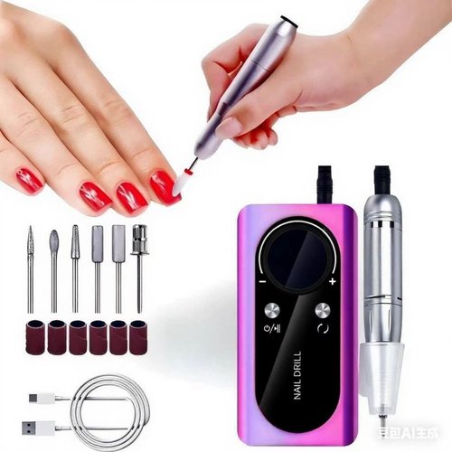 mcdhhemo Nail Drill, Portable Wireless Charging Nail File, 45,000 RPM Professional Nail Care Machine for Manicure & Pedicure, Electric Nail Drill Set, Purple