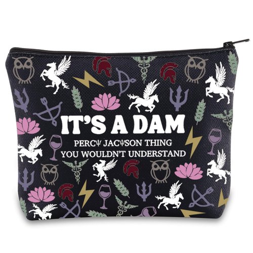 JNIAP Camp Blood Makeup Bag Camp Jupiter Gift 13 Cabins Gift I'd Rather Be In Camp Blood Zipper Pouch (It's a DAM black mb)