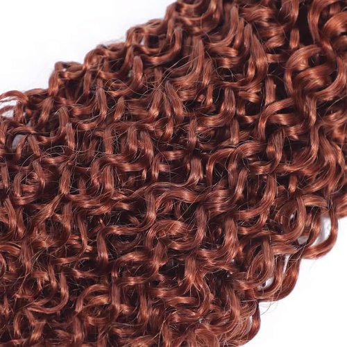 ZCMYVINND Reddish Brown Kinky Curly Human Hair Bundles Copper Red Bundles 08 10 12 Inch 300g Double Weft Unprocessed Brazilian Virgin Remy Hair Auburn Brown Jerry Curly Bundle Color 33 Soft and Silky