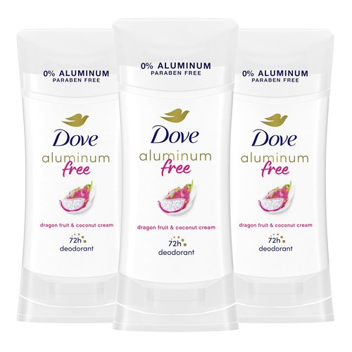 Dove Aluminum Free Deodorant for Women 3 Pack Dragon Fruit & Coconut Cream 72 hour odor protection 2.6oz