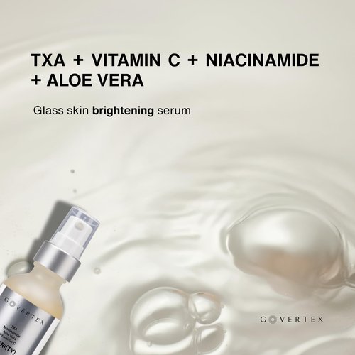 Govertex Clarity Vitamin C Serum - 3% Tranexamic Acid, 10% Vitamin C (SAP), 3.5% Niacinamide & Aloe Vera. Discoloration & Brightening Serum. Evens Skin Tone. Fragrance Free. 2fl oz.