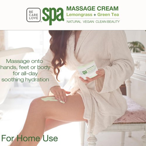 BCL SPA Massage Cream organic Lemongrass + Green Tea body lotion with shea butter, aloe vera, peppermint, argan and jojoba oils body cream to soothe, calm & revitalize the skin. Home/Pro use 16 fl oz