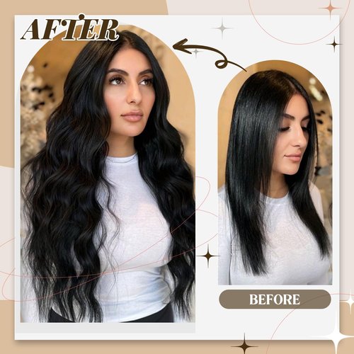 Tape in Hair Extensions Human Hair, Hair Extensions 20 Inch 20pcs Jet black Remy Straight Human Hair Tape in Extensions Skin Weft Tape Extensions Human Hair