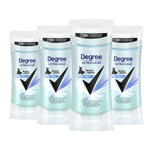 Degree Women's Antiperspirant Protects Against Stains - Men's Deodorant & Antiperspirant - 4 Count for Freshness