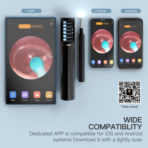 Ear Wax Removal Tool Camera, Ear Cleaner with Camera Earwax Removal kit with Camera, Ear Camera 1080P with 6 LED Lights, Compatible with iOS&Android
