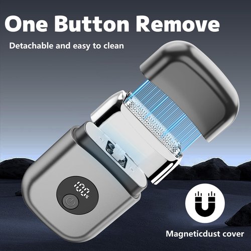 Electric Foil Shavers for Men, Mini Electric Razor for Face, IPX7 Waterproof Cordless Razor with Big LED Display & 3 Floating Blades, Wet Dry USB-C Fast Rechargeable for Travel & Home