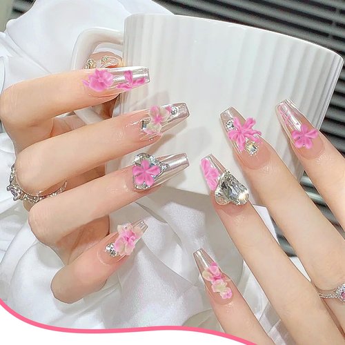 HJZHII 2 Pcs Silicone Nail Molds, 3D Flowers Nail Charms Art Floral Carving Template Craft DIY Tool for Nails Design Mold Decor Tools Supplies Accessories Creative Silicone Decoration