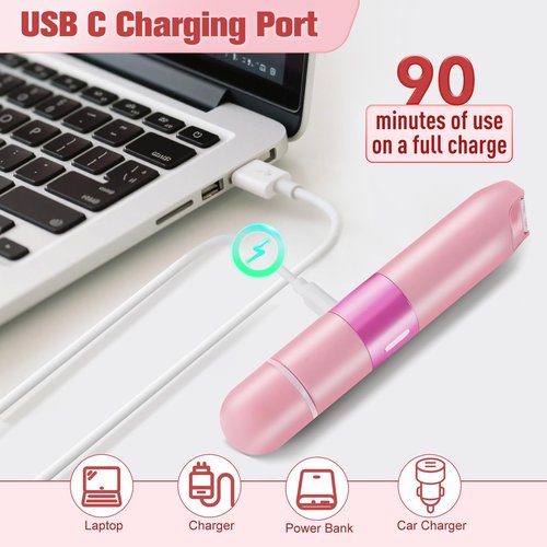Bikini Trimmer for Women, 2 in 1 Electric Razor with LED Light, Rechargable Dual Head Electric Shaver Body Hair Remover, Painless Wet/Dry Use for Women Girls Travel