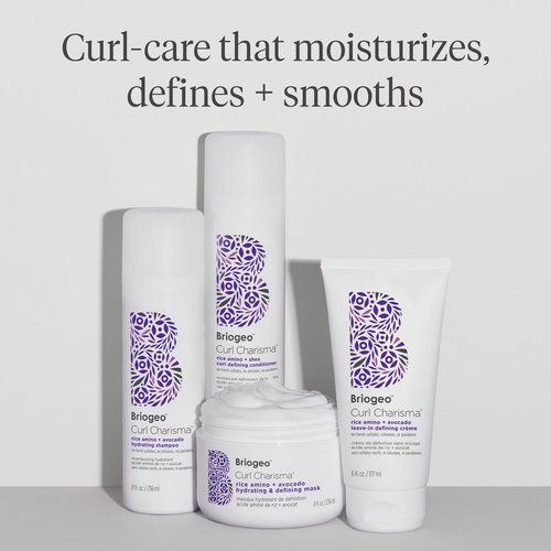 Briogeo Curl Charisma Rice Amino + Avocado Hydrating & Defining Mask, Hair Mask for Wavy, Curly, and Coily Hair, Deeply Nourishes and Defines Curl Pattern, Protein-Free, Vegan, Cruelty-Free, 8 fl oz