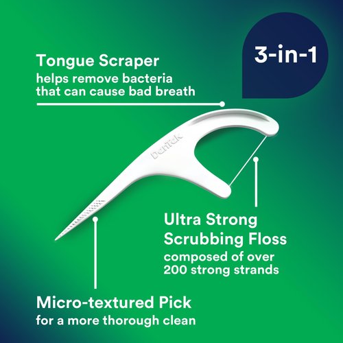 DenTek Triple Clean Advanced Clean Floss Picks, No Break & No Shred Floss, 150 Count, 6 Pack