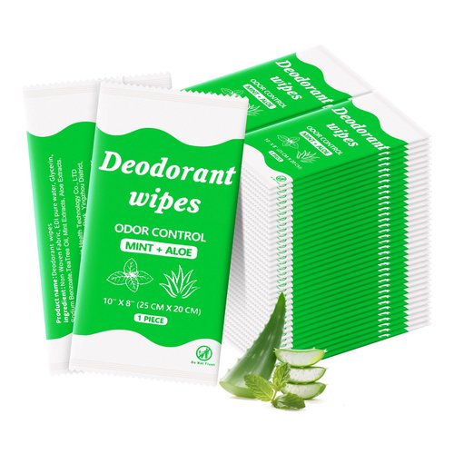 Travel Deodorant Body Shower Wipes Deodorizing Bathing Wipes, Disposable No Rinse Adults Women Men Individually Wrapped Underarm Sweat Antiperspirant Bath Wipe for Travel Camping Gym (Green, 200 Pack)