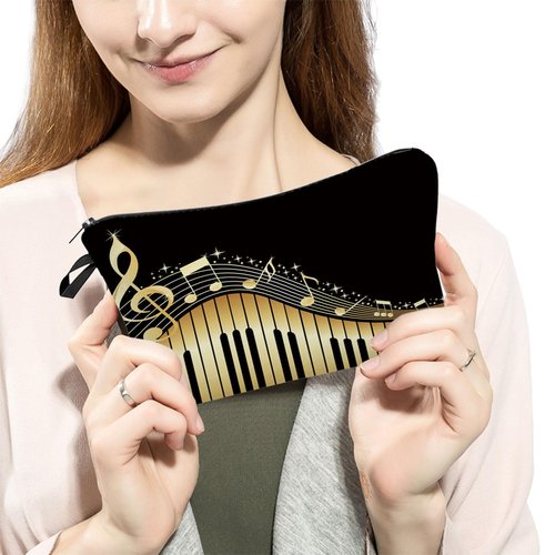 Livel lhood Musical Note Piano Cosmetic Bag for Women Cute Small Makeup Bag for Purse Travel Toiletry Zipper Pouch for Girls Gift for Music Lovers Musical Note Piano Makeup Bag for Her