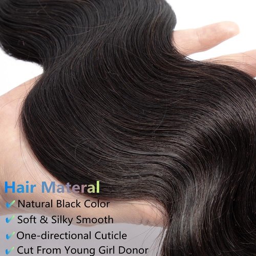 Superfect Brazilian Human Hair Bundles Body Wave 24 Inch 1 Bundle Human Hair Weave 12A 100% Unprocessed Virgin Hair Extensions Single Bundle Natural Black Color (Body Wave 1 Bundle, 24)