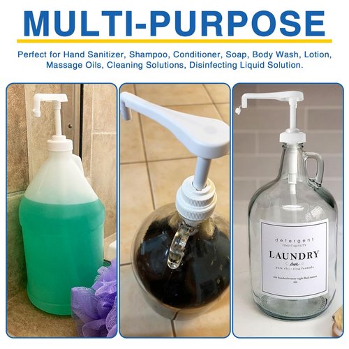 8Pcs Gallon Jug Pump Dispenser, 38-400 Leak Proof Pump for Gallon Jug - Lotion Shampoo Pump Cap Included, Fits 1 Gallon Bottle 64oz 128oz Shampoo Laundry Detergent Containers
