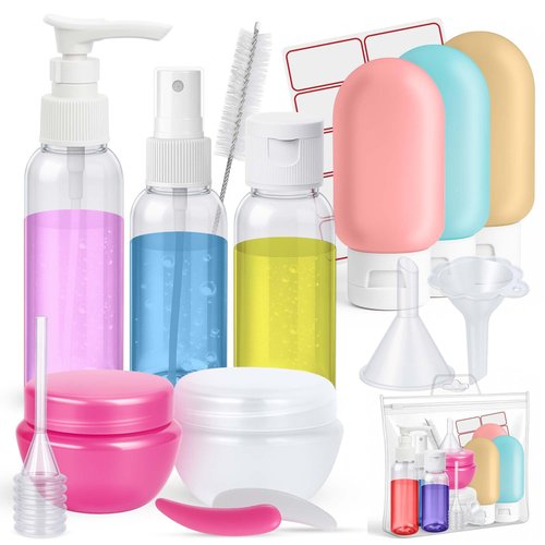 Glideon Travel Size Bottles for Toiletries 16 Pack 2oz TSA Approved Leak Proof Small Travel Bottles - Refillable Travel Size Containers for Shampoo, Lotion & Conditioner