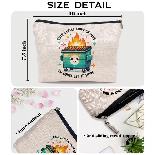 Ayxvt Dumpster Gifts Makeup Bag, Dumpster Bag,Dumpster Fire Cosmetic Bags for Women, Inspirational Positive Encouragement Gifts for Women Zipper Pouch
