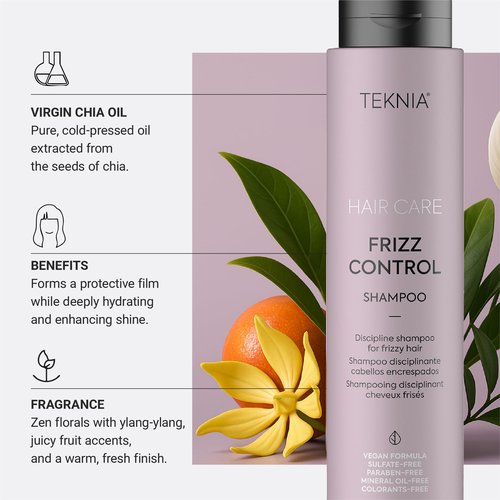 LAKMÉ Teknia Frizz Control Shampoo, Anti Frizz Shampoo for Frizzy or Curly Hair, 10.2 Fl Oz