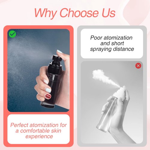 QIYUDA 6 Pack 1oz Mini Spray Bottle, 30ML Plastic Empty Refillable Fine Mist Travel Toners Perfume Face Small Spray Bottles (3Pcs Black + 3Pcs White)
