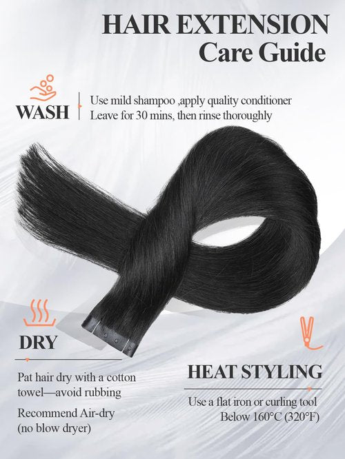 Remy Human Hair Extension Micro Ring PU Hair Extensions Invisible Beaded Weft Hair Extensions Human Hair Tape in Weft in Hair Extension Human Hair for Women Natural Black (30g 4Pcs,14 Inch)