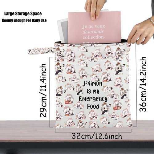 JXGZSO Anime Inspired Novelty Cosmetic Bag Paimon is my Emergency Food Traveller Gift Anime Lover Gift