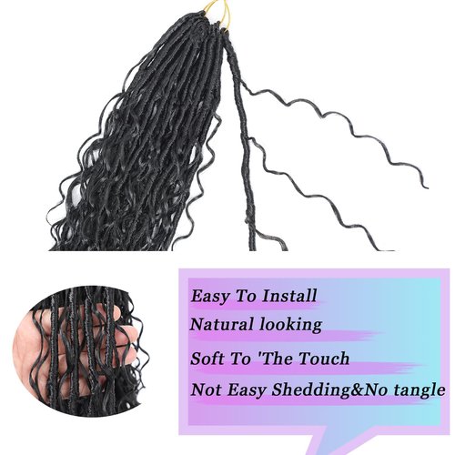 9 Packs Crochet Hair 24Inch Goddess Locs with Curly Ends Long Bohemian River Pre Looped Crochet Hair for Black Women(24inch,1B)